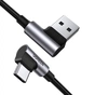 Дата кабель USB 2.0 AM to USB-C 3.0m 3A 90° corner US176 black Ugreen (70875) - зменшене зображення 3