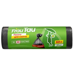 Пакети для сміття Frau Tau Чорні 60 л 20 шт. (4820195508213) зображення 1