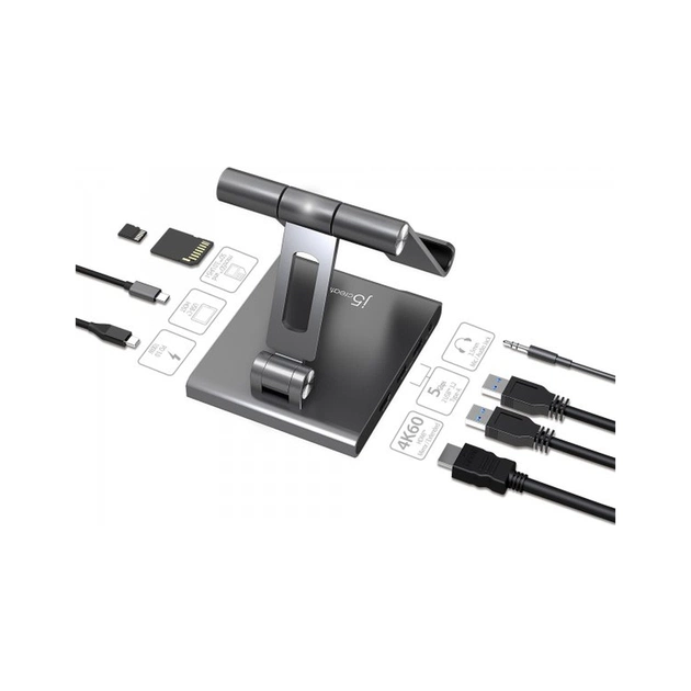 Порт-реплікатор J5create Dock-Station Ipad USB-C 8-in-1 (HDMI/PD/картридер/USB-A/USB-C/Audio) (JTS224-N) - picture 4