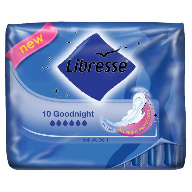 Гігієнічні прокладки Libresse Maxi Goodnight Soft 10 шт (7310790088403) - изображение 1