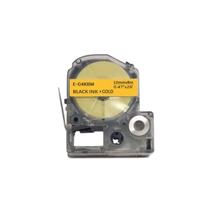Стрічка для принтера етикеток UKRMARK E-C4KBM, 12мм х 8м, black on gold, совместима с LC4KBM (900509) зображення 1