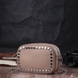 Сумка Vintage Жіноча шкіряна декорована металевими кнопками Бежева (22335) - зменшене зображення 8