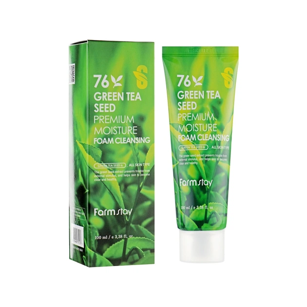 Пінка для вмивання FarmStay Green Tea Seed Premium Moisture Foam Cleansing З насінням зеленого чаю 100 мл (8809469775137) - picture 2