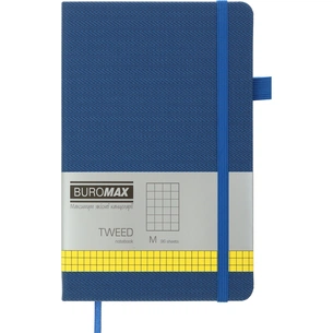 Книга записна Buromax Tweed 125x195 мм 96 аркушів в клітинку обкладинка зі штучної шкіри Синя (BM.291163-02) зображення 1