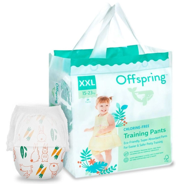 Підгузки Offspring трусики Розмір XXL (15-23 кг) 24 шт, Зайчики (9355465009565) (DP-OI-FAP-XXL24P-HBN) - изображение 1