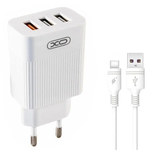 Зарядний пристрій XO 1xUSB QC3.0 18W + 2xUSB 2.4A + cable USB-C white (L72-TC-WH) зображення 1