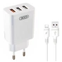 Зарядний пристрій XO 1xUSB QC3.0 18W + 2xUSB 2.4A + cable USB-C white (L72-TC-WH) - зменшене зображення 1