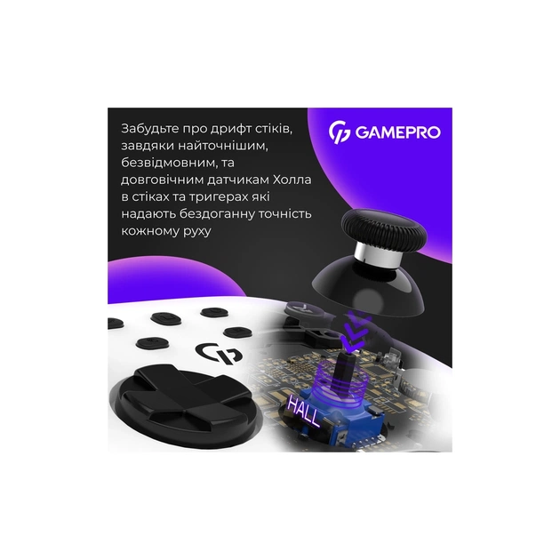 Геймпад GamePro GPX13W 2.4G/BT 5.1/USB/PC/iOS/Android RGB White (GPX13W) - picture 4