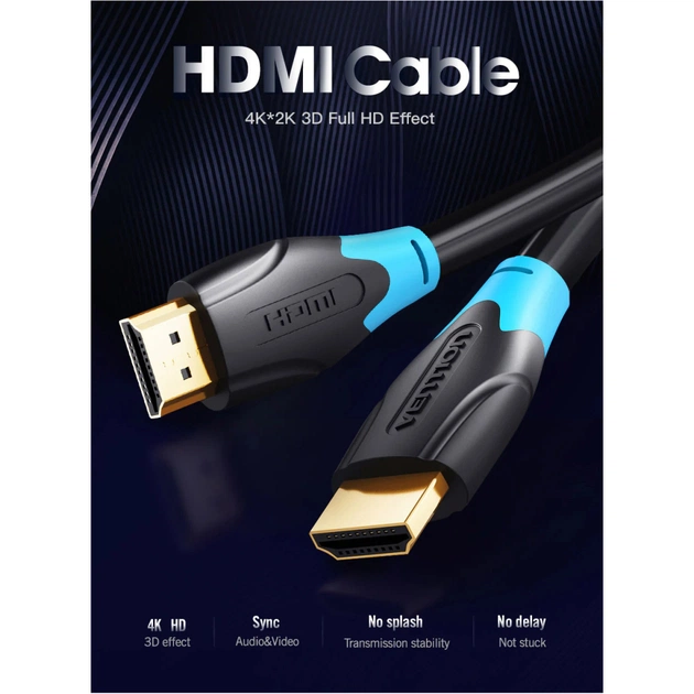 Кабель мультимедійний HDMI M to HDMI M 1.0m V2.0 Vention (AACBF) - picture 3