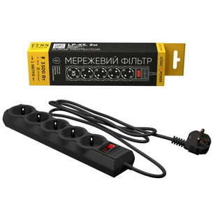 Мережевий фільтр живлення LogicPower LP-X5 PREMIUM, 2m black (9583) зображення 1