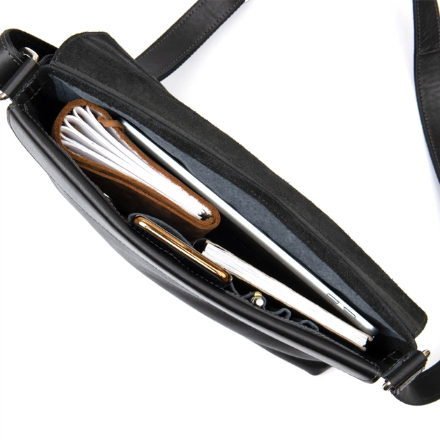 Сумка Grande Pelle Шкіряна чоловіча Чорна (11429) - зображення 6