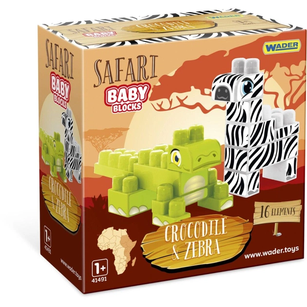 Конструктор Wader Baby Blocks Сафарі - крокодил & зебра (41501) - изображение 1