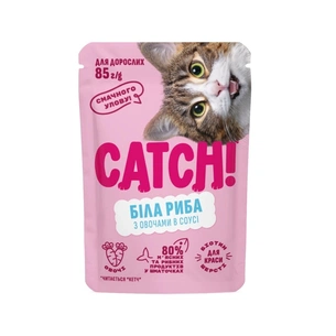Вологий корм для кішок Catch! з білою рибою та овочами в соусі 85 г (4820261921991) зображення 1
