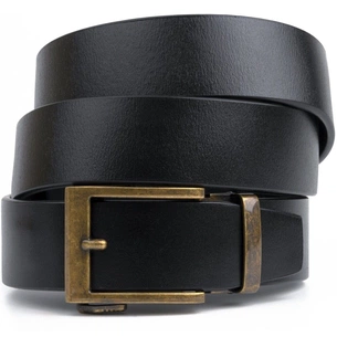 Ремінь Vintage З натуральної шкіри з ретро латунною пряжкою Чорний (20215) зображення 1