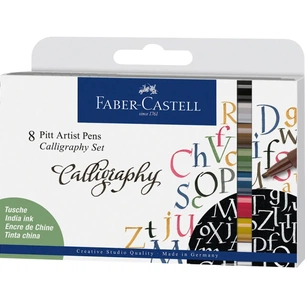 Лайнер Faber-Castell набір капілярних ручок для каліграфії PITT Calligraphy 8 кольорів (28953) зображення 1