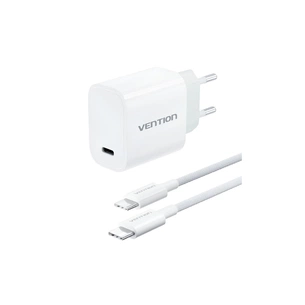 Зарядний пристрій Vention 1xUSB-C PD30W + cable USB-C to USB-C white (G18W0-EU) зображення 1