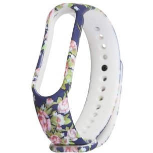 Ремінець до фітнес браслета Armorstandart для Xiaomi Mi Band 5 Blue With Flowers (ARM57015) зображення 1