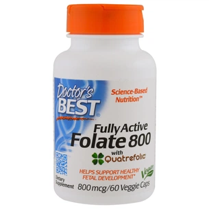 Вітамін Doctor's Best Повністю Активований Фолат 800мкг, Quatrefolic, 60 гелевих капсул (DRB-00458) зображення 1