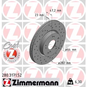 Гальмівний диск ZIMMERMANN 280.3171.52 зображення 1