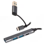 Концентратор USB Type-C/USB Maxxter 1xUSB-A 3.0, 2xUSB-A 2.0, 1xUSB-C Gray (HU3C-4P1CN-01) - уменьшенное изображение 1