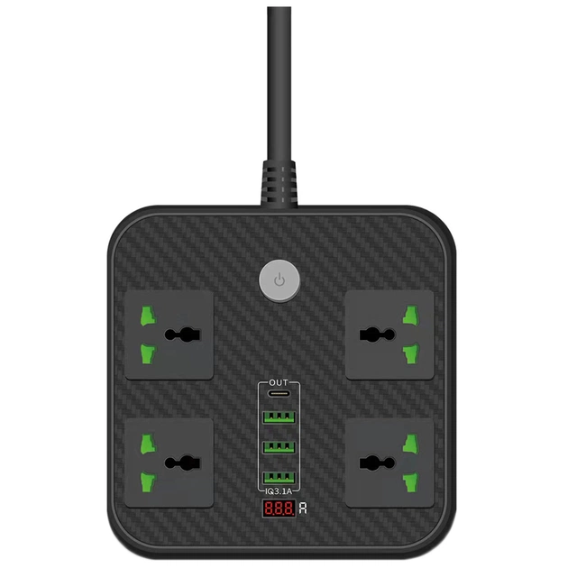 Мережевий фільтр живлення Voltronic TВ-Т90, 4роз, 3*USB Black (ТВ-Т90-Black) - зображення 1
