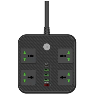 Мережевий фільтр живлення Voltronic TВ-Т90, 4роз, 3*USB Black (ТВ-Т90-Black) зображення 1