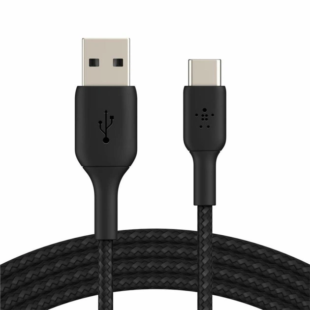 Дата кабель USB 2.0 AM to USB-C 2.0m BRAIDED black Belkin (CAB002BT2MBK) - изображение 1