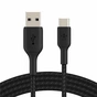 Дата кабель USB 2.0 AM to USB-C 2.0m BRAIDED black Belkin (CAB002BT2MBK) - зменшене зображення 1