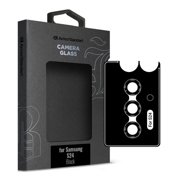 Стекло защитное Armorstandart Camera glass Supreme Black Icon Samsung S24 Black (ARM76607) - изображение 1