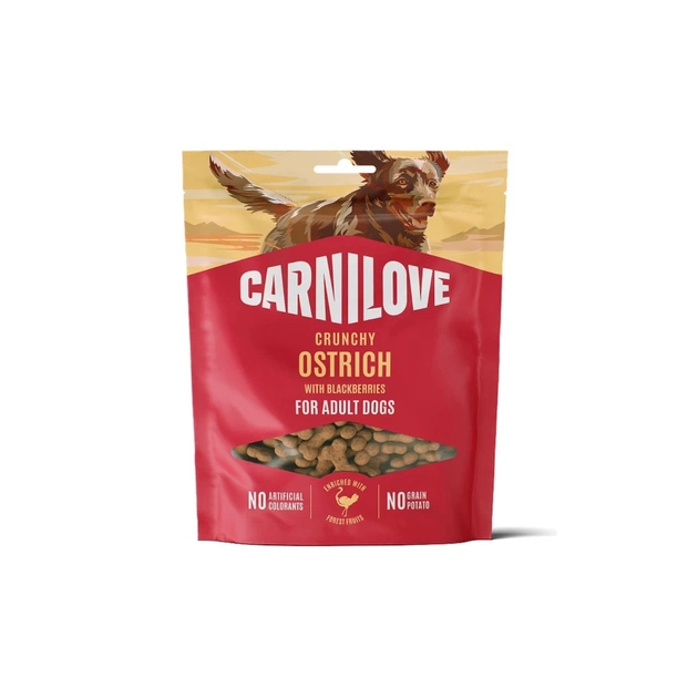 Лакомство для собак Carnilove Crunchy Snack Ostrich with Blackberries 200 г (8595602582587) - изображение 1