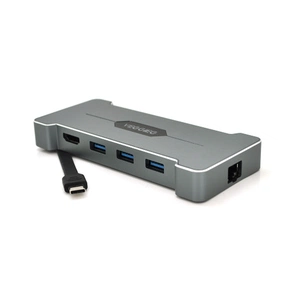Концентратор VEGGIEG USB-C 5-in-1 USB-C + 3xUSB 3.0 + HDMI + RJ45 silver (TC06) зображення 1
