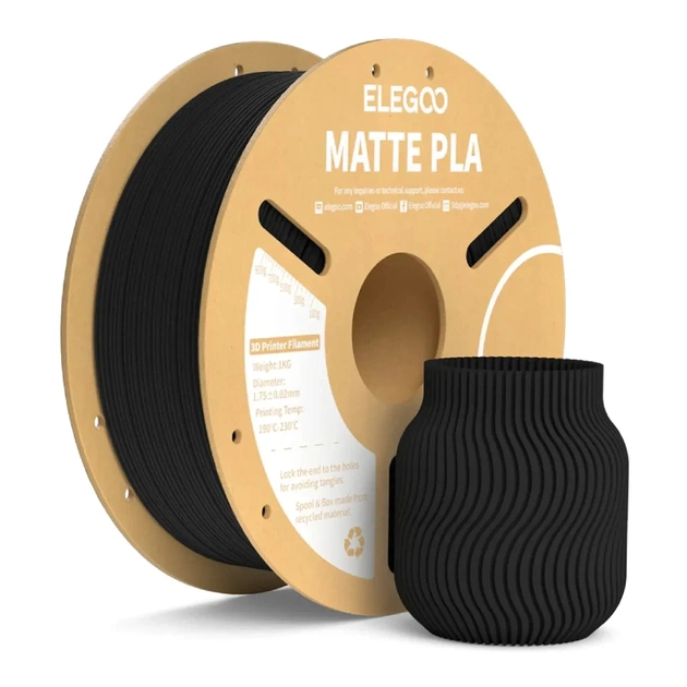 Пластик для 3D-принтера ELEGOO PLA matte 1кг, 1.75мм, black (50.203.0250) - зображення 1