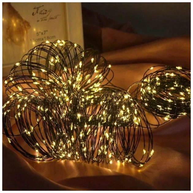 Гірлянда ColorWay Роса LED 100 10 м 8 функцій теплий колір USB (CW-G-100L10NU) - picture 5