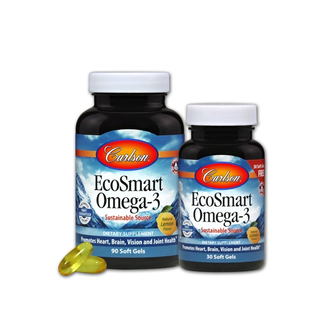 Жирные кислоты Carlson Омега-3, Вкус Лимона, EcoSmart Omega-3, 90+30 желатиновых к (CAR-01804) - изображение 1