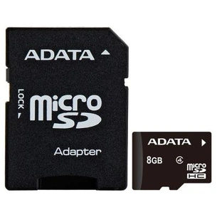 Карта пам'яті ADATA 8GB microSD class 4 (AUSDH8GCL4-RA1) зображення 1