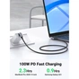 Дата кабель USB-C to USB-C 1.0m 100W (20V/5A) 90° corner braided black UGREEN (70696) - зменшене зображення 5