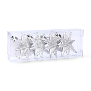 Ялинкова іграшка Chomik Зірки, 9 см, пластикові 4 шт, сріблясті (5901292631147_1) зображення 1