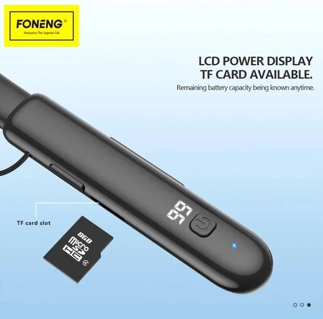 Bluetooth-гарнітура Foneng BL37 Digital Display Neckband Bluetooth Earphone (BL37-BE-DDN) - зображення 1