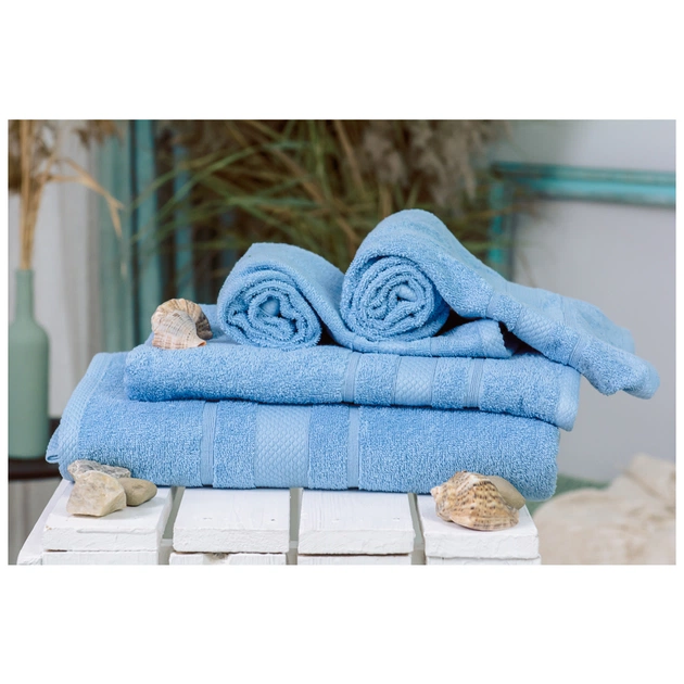 Рушник MirSon набір банний 5002 SoftNess Cornflower 40x70, 50x90, 70x140, 100x150 (2200003183269) - изображение 1