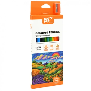 Олівці кольорові Yes Orange Line 12/24 кольорів з точилкою (290755) зображення 1