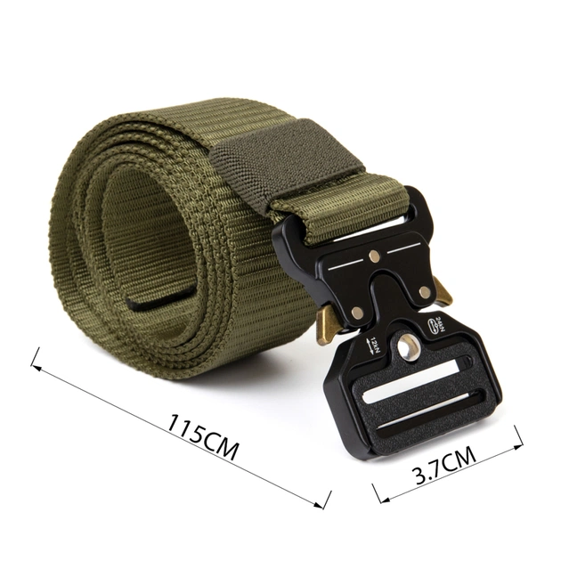 Ремінь Vintage Текстильний з чорною пряжкою Хакі (20549) - зображення 3