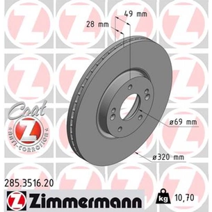 Гальмівний диск ZIMMERMANN 285.3516.20 зображення 1