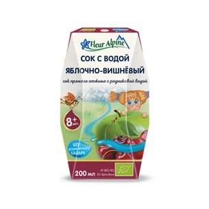 Сік дитячий Fleur Alpine Яблуко-Вишня з природною водою 200 мл (9002711027834) изображение 1