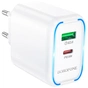 Зарядний пристрій BOROFONE BA89A Destello 1xUSB-C PD30W + 1xUSB QC3.0 White (6941991119361) - зменшене зображення 3