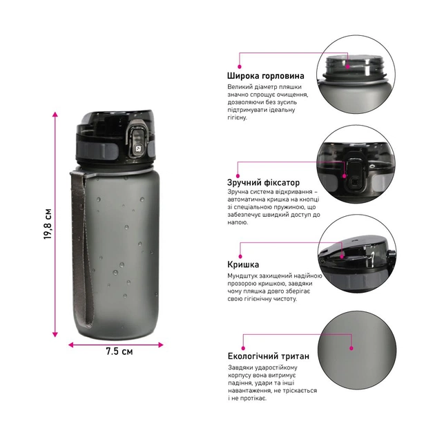 Пляшка для води Line Art La Plata 600 мл сірий (60014118LA-07) - изображение 5