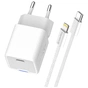 Зарядний пристрій ColorWay C101D GaN Mini 20W PD PPS USB-C + cable USB-C to Lightning white (CW-CHS059PDL-WT) - уменьшенное изображение 2