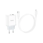 Зарядний пристрій HOCO C105A Stage 1xUSB-C PD20W + 1xUSB QC3.0 + cable USB-C to Lightning White (6931474782939) - зменшене зображення 1