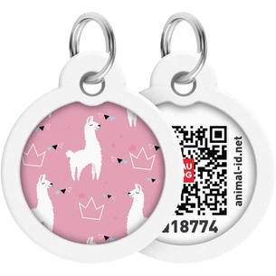 Адресник для тварин WAUDOG Smart ID з QR паспортом "Лами", круг 30 мм (230-0217) зображення 1
