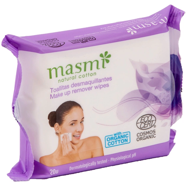 Влажные салфетки Masmi Organic для снятия макияжа 20 шт. (8432984001070) - изображение 1
