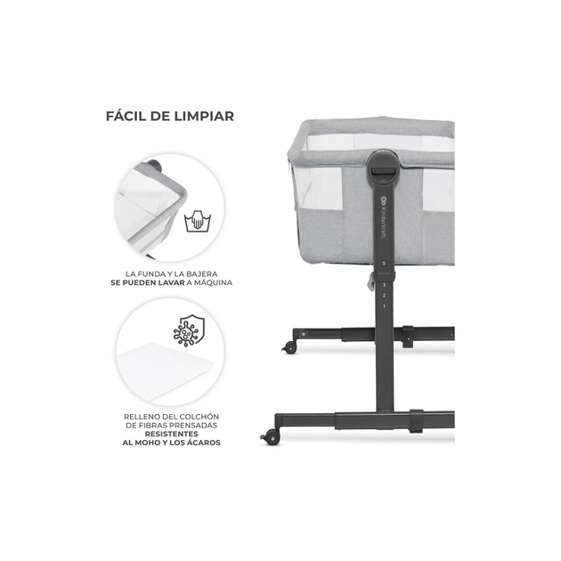 Кроватка Kinderkraft Приставная кроватка-люлька Neste Up 2 Light Grey (5902533924523) - изображение 8
